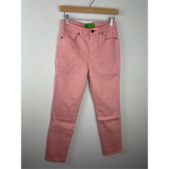 NWT Sandrine Rose High Waisted Palm Tree Embroidered Skinny Jeans - Picture 4 of 16